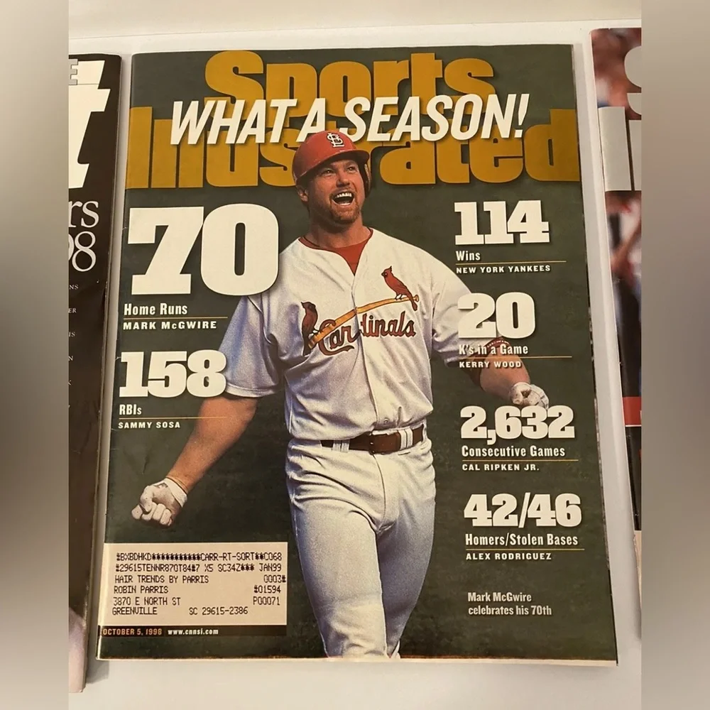 Mark McGwire Sports Magazine Cover Lot Of 3 Sports Illustrated Home Run Record